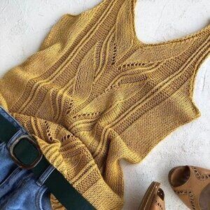 🔥 4 for $20 DEAL 🔥Boho Knit Tank Top in Light Brown – M\L